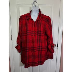 Cato 22/24 red plaid long sleeve top NWT